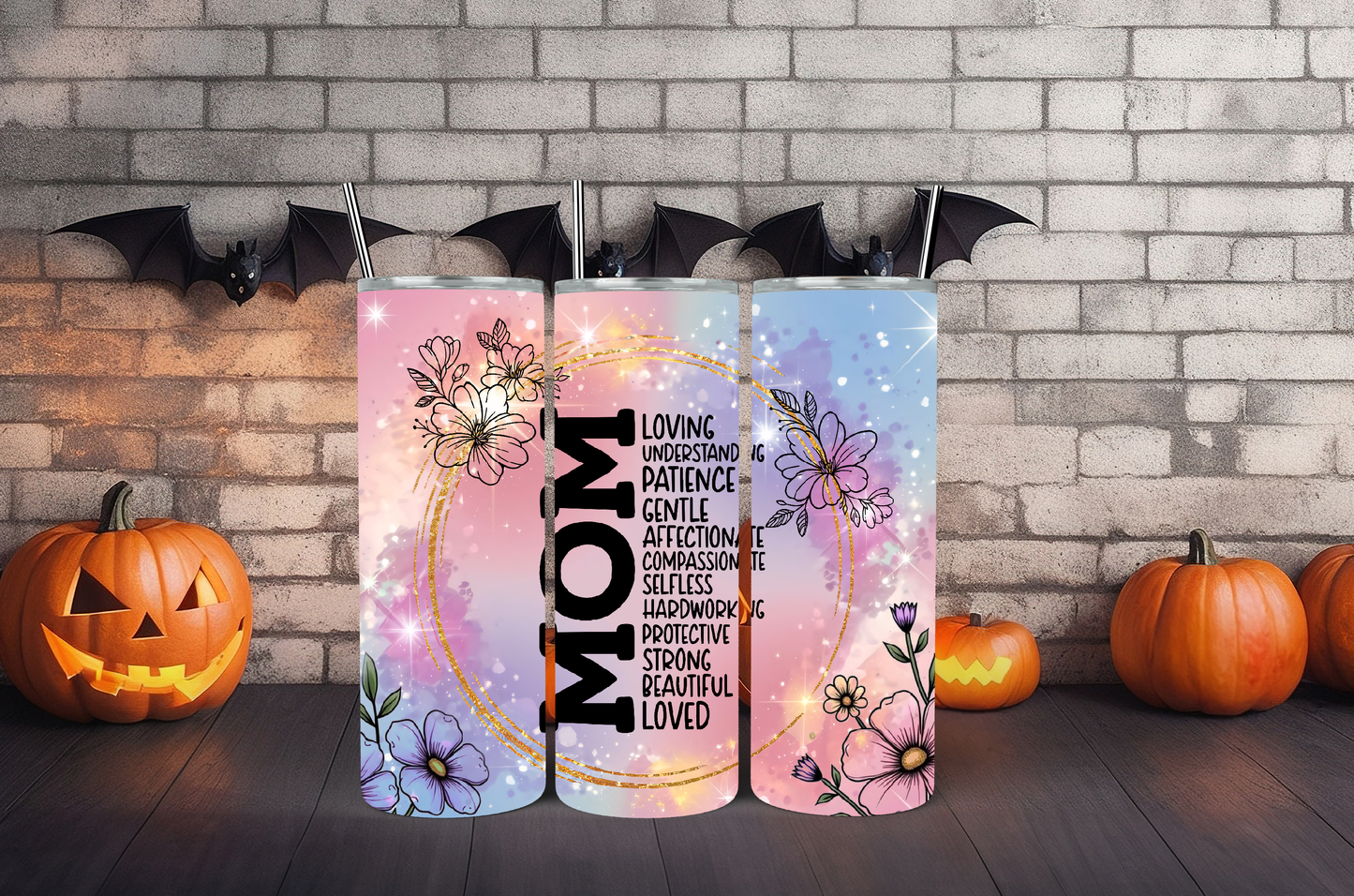 Mom LOVE purple and blue 20oz tumbler physical item - JustifiedMadness1