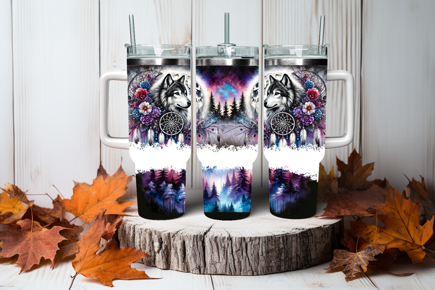 Purple wolf, 40oz travel tumbler, physical item, gift idea