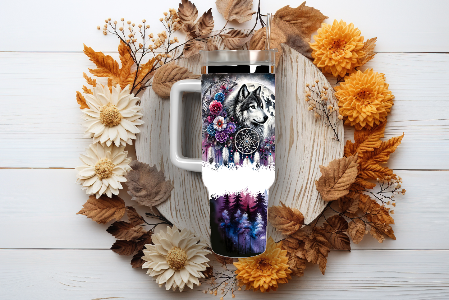 Purple wolf, 40oz travel tumbler, physical item, gift idea