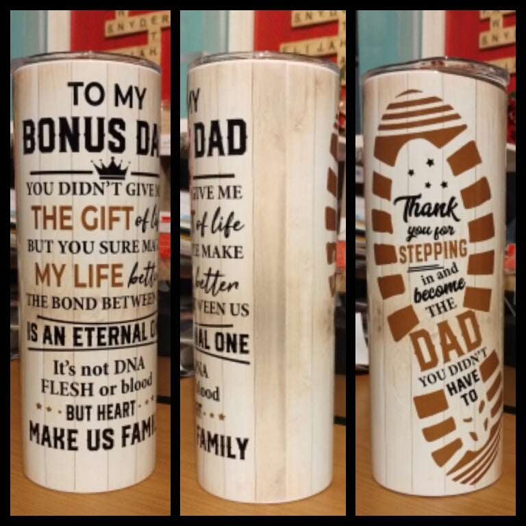 Bonus Dad gift 20oz tumbler physical item - JustifiedMadness1
