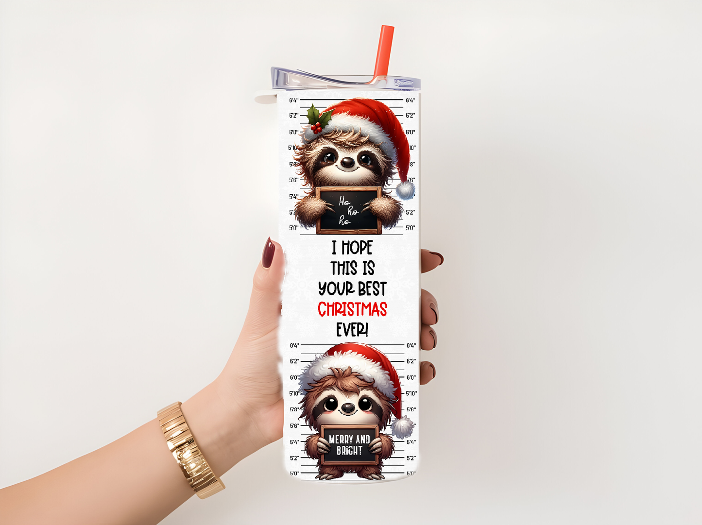 Funny Christmas Sloth 20oz tumbler physical item - JustifiedMadness1