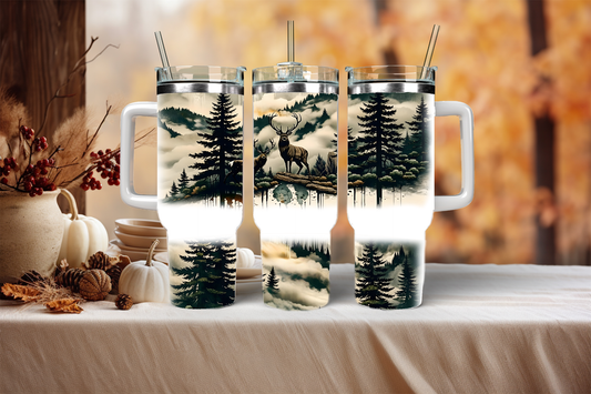 Deer in the woods, 40oz travel tumbler, physical item, gift idea
