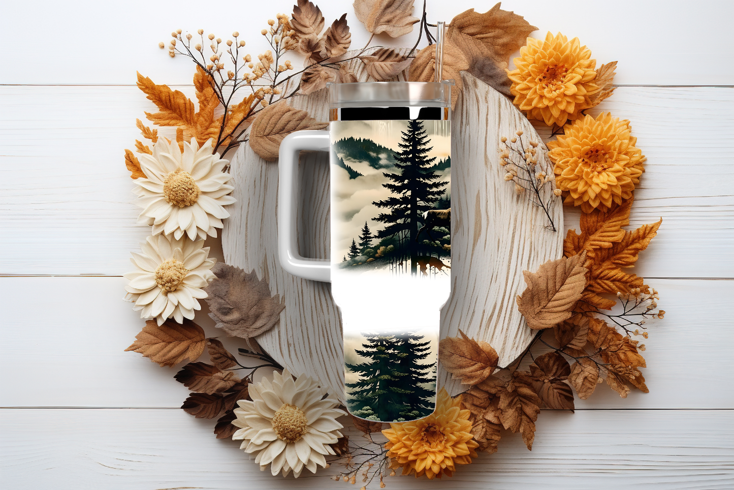Deer in the woods, 40oz travel tumbler, physical item, gift idea