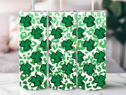 Leopard print clover 20oz tumbler physical item - JustifiedMadness1