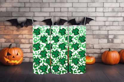 Leopard print clover 20oz tumbler physical item - JustifiedMadness1