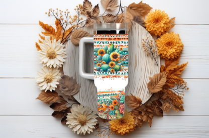 Bull-skull sunflowers, 40oz travel tumbler, physical item, gift idea