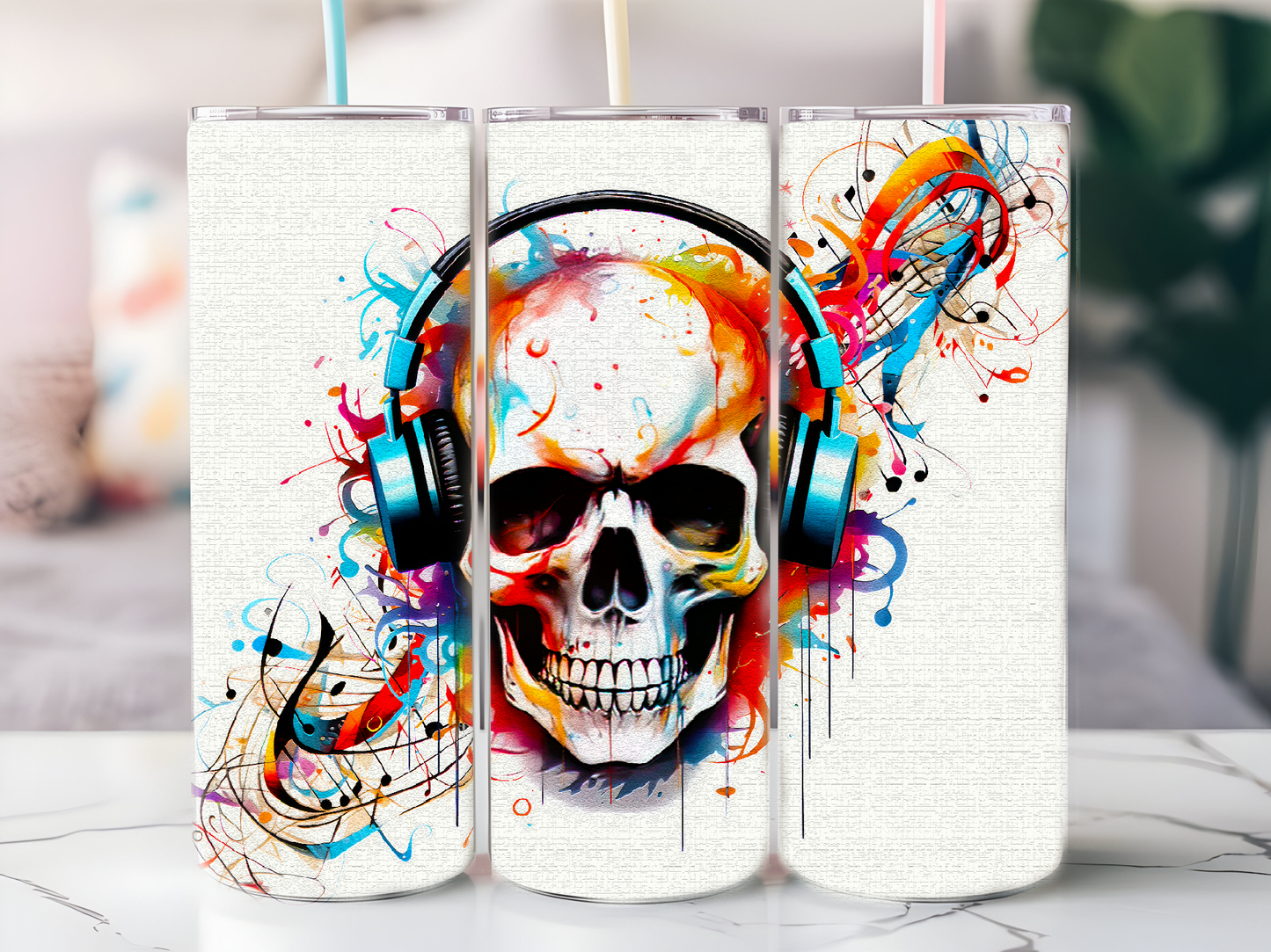Skull music 20oz tumbler physical item - JustifiedMadness1
