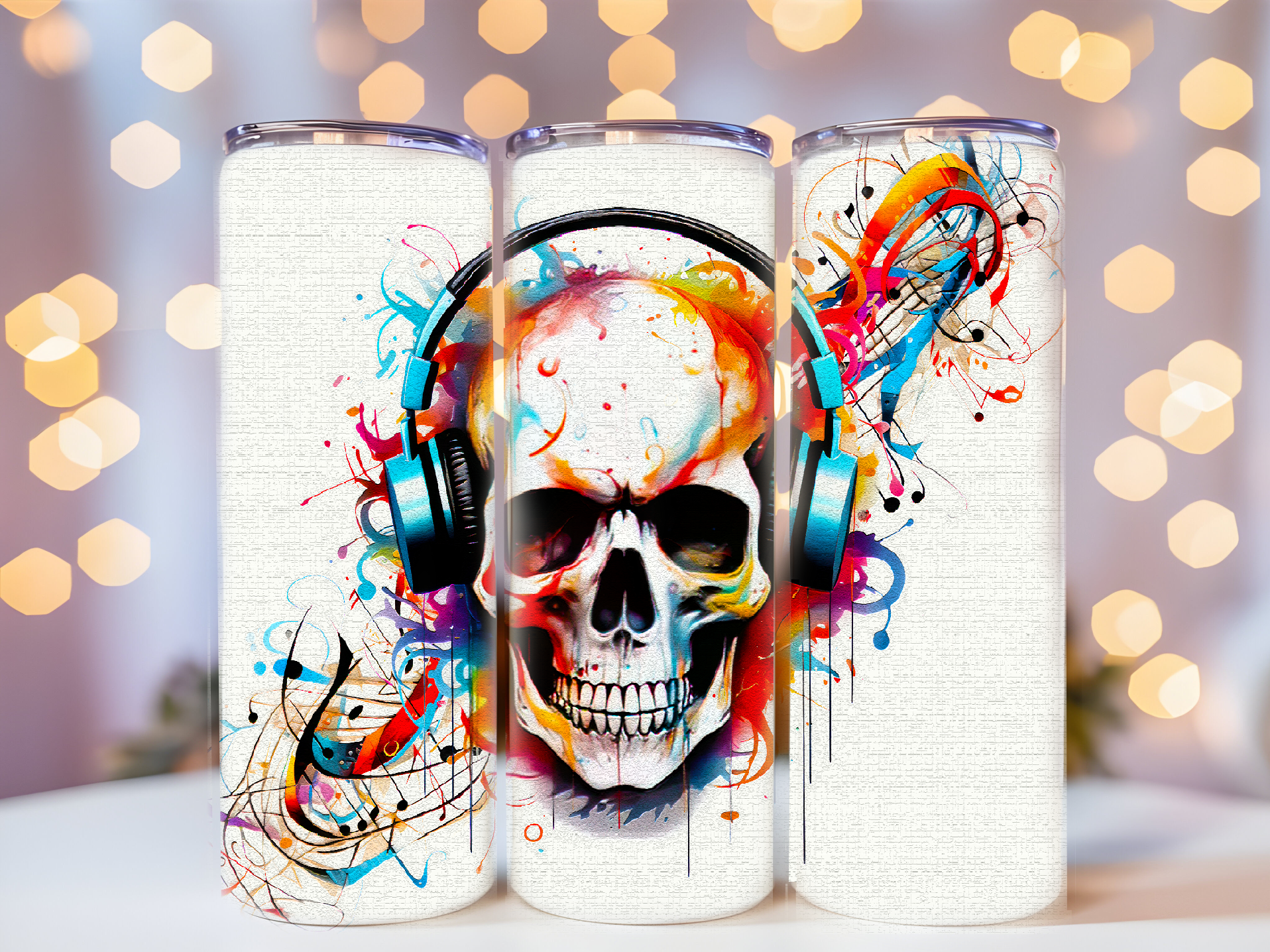 Skull music 20oz tumbler physical item - JustifiedMadness1