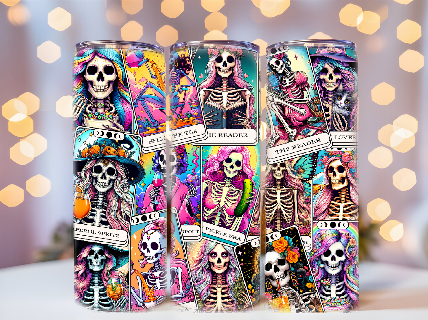 Skeletion tarot card 20oz tumbler phsyical item - JustifiedMadness1