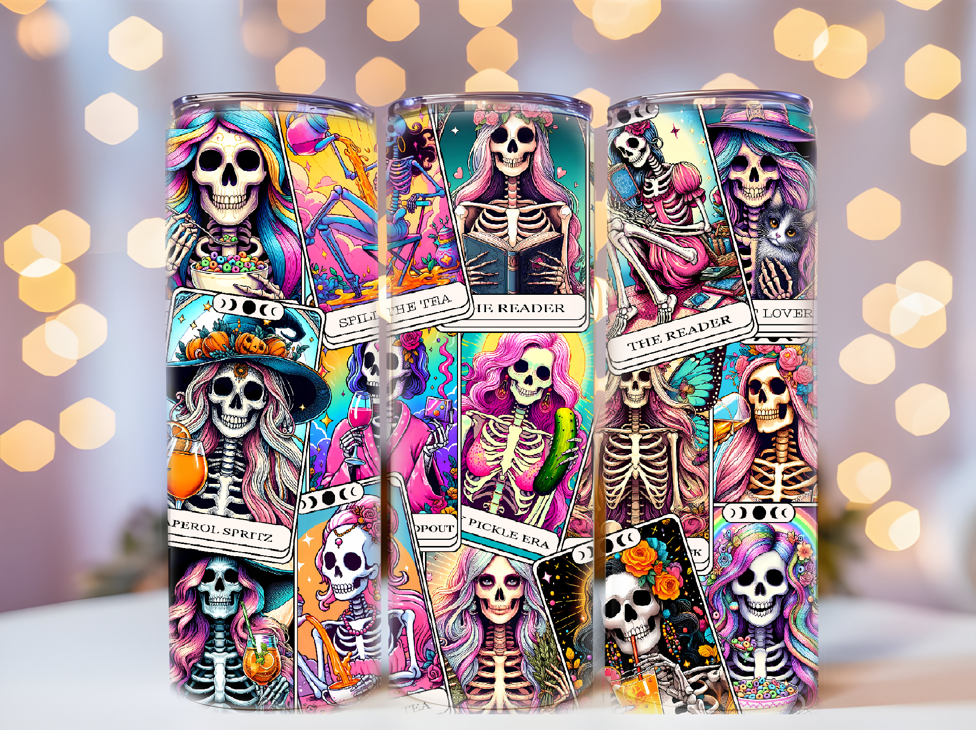 Skeletion tarot card 20oz tumbler phsyical item - JustifiedMadness1