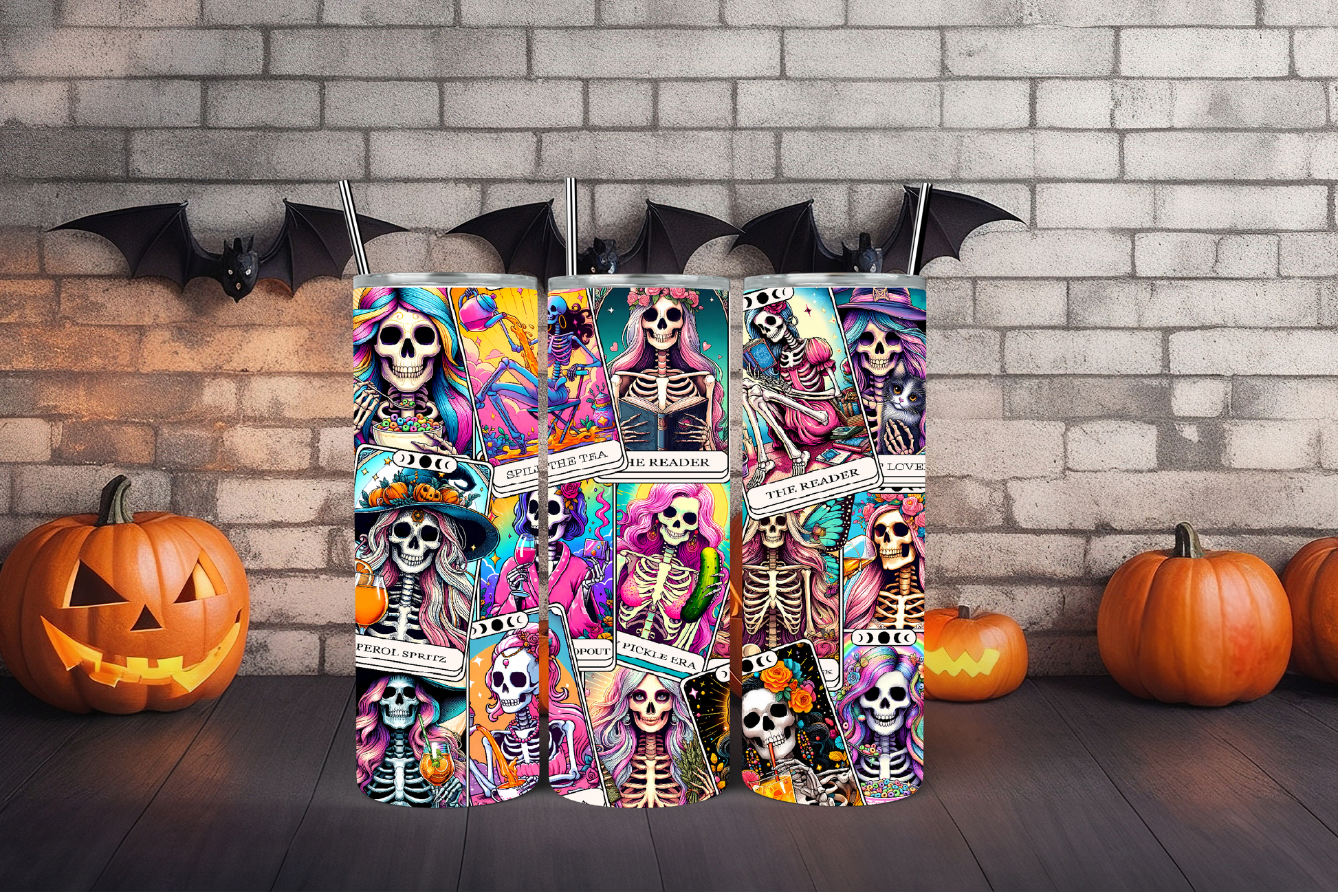 Skeletion tarot card 20oz tumbler phsyical item - JustifiedMadness1