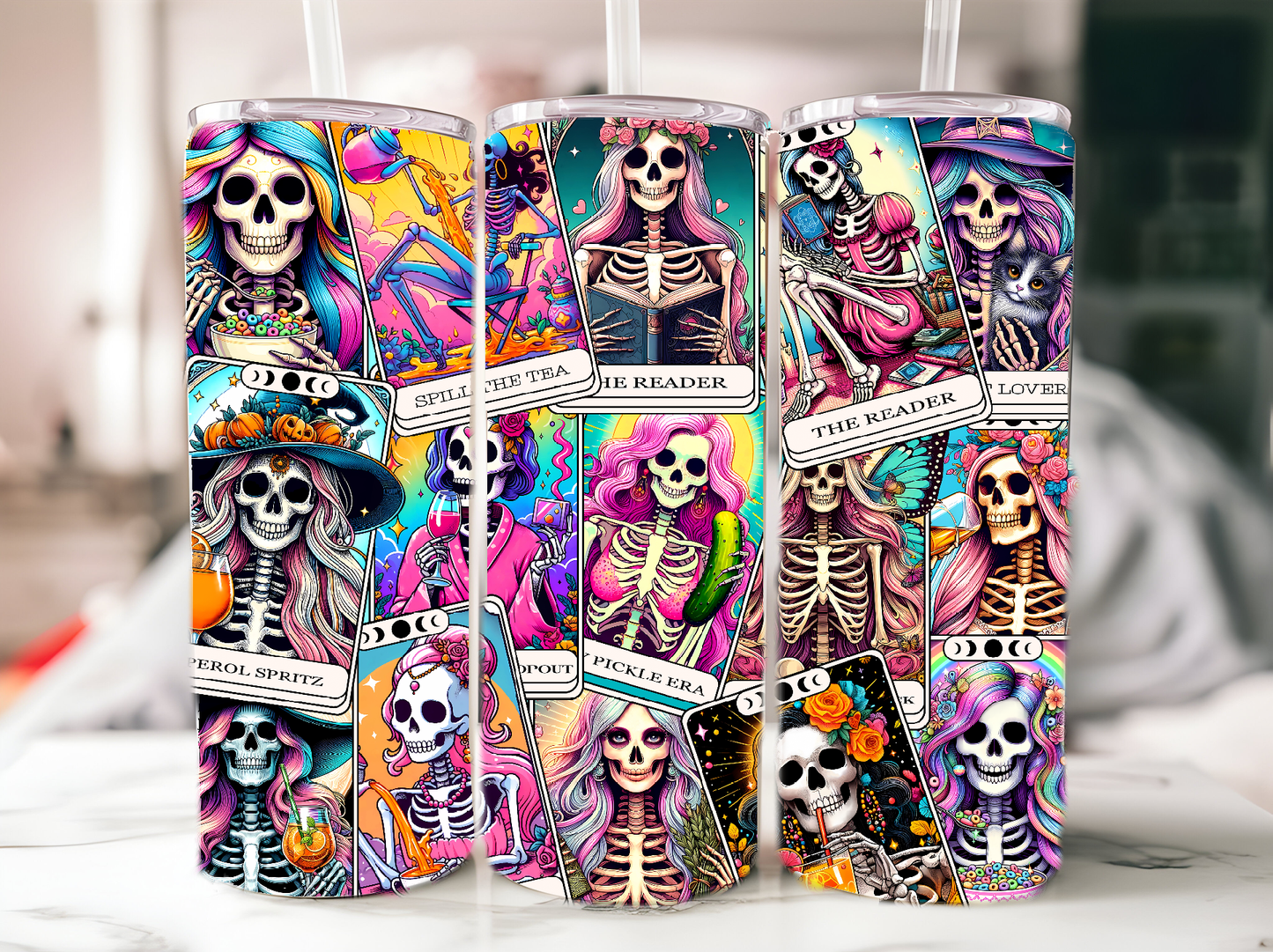 Skeletion tarot card 20oz tumbler phsyical item - JustifiedMadness1