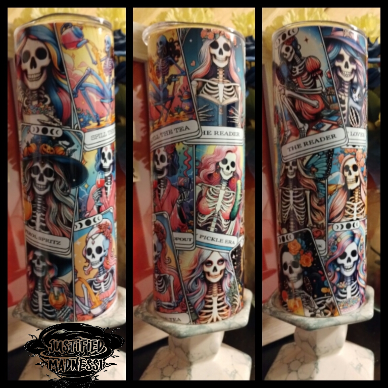 Skeletion tarot card 20oz tumbler phsyical item - JustifiedMadness1