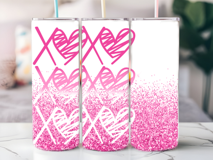 XOXO pink 20oz tumbler physical item - JustifiedMadness1