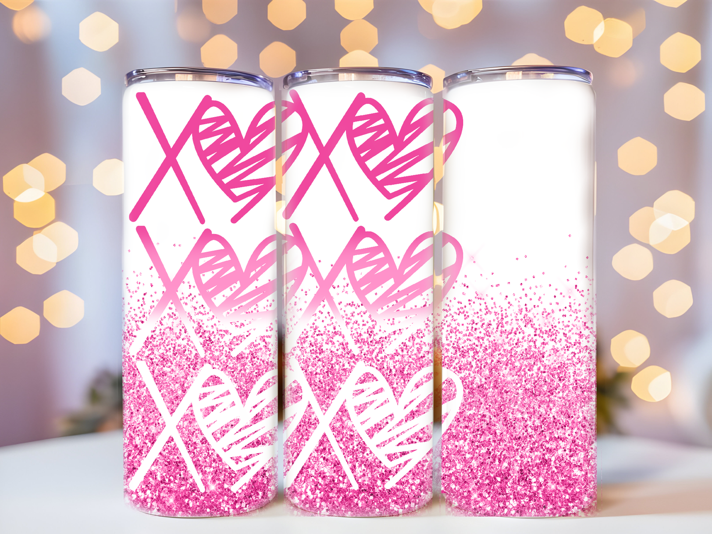 XOXO pink 20oz tumbler physical item - JustifiedMadness1