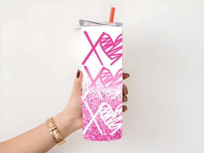 XOXO pink 20oz tumbler physical item - JustifiedMadness1
